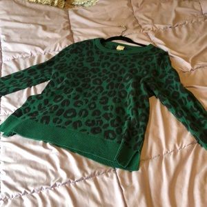 Green leopard print sweater